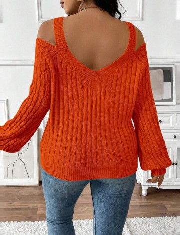 Pulover Shein Curve+, portocaliu