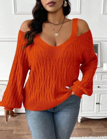 Pulover Shein Curve+, portocaliu
