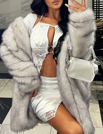 Haină De Blană Shein Curve+, mix culori