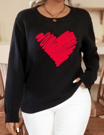 Pulover Shein Curve+, negru