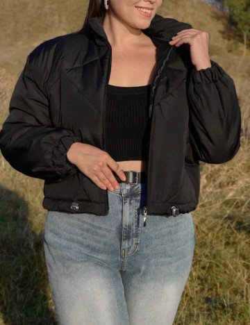 Geacă Shein Curve+, negru