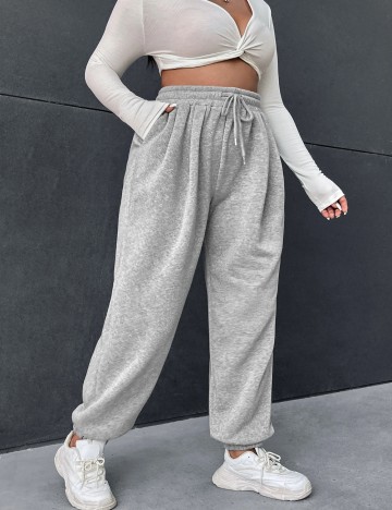 Pantaloni Shein Curve+, gri