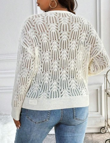 Pulover Shein Curve+, alb