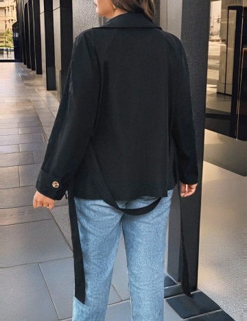 Trench scurt Shein Curve+, negru