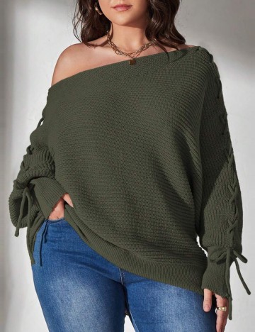 Pulover Shein Curve+, kaki