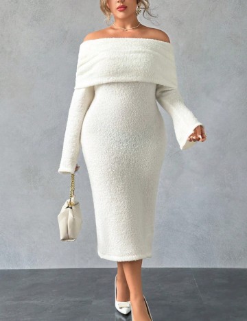 Rochie midi Shein Curve+, alb