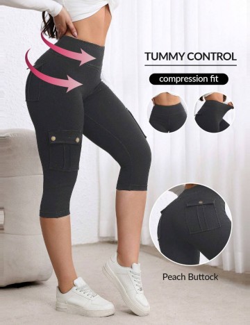 Pantaloni 3/4 Shein, negru