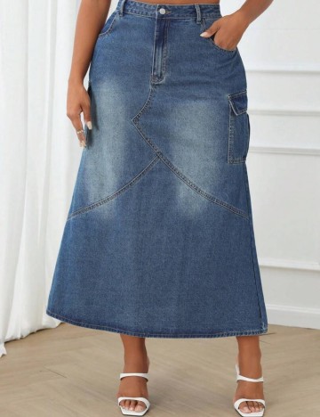 Fustă de blugi Shein Curve+, albastru