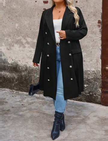 Trench Shein Curve+, negru