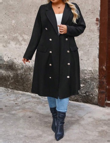 Trench Shein Curve+, negru