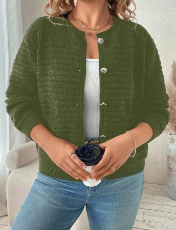 Cardigan Shein Curve+, verde