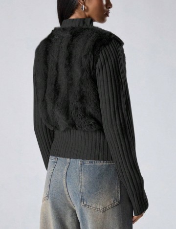 Pulover cu fermoar Shein, negru