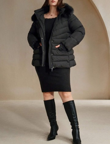 Geacă Shein Curve+, negru
