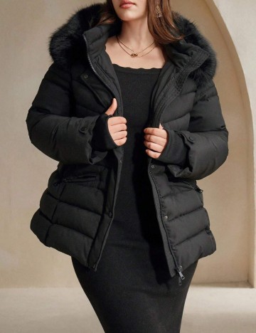 Geacă Shein Curve+, negru