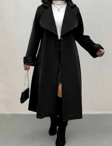 Cardigan lung Shein Curve+, negru