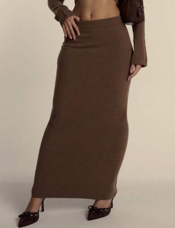 Fustă maxi Shein MUSERA, maro