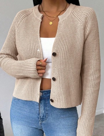 Pulover cu nasturi Shein, crem