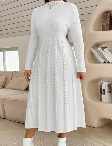 Rochie midi Shein Curve+, alb