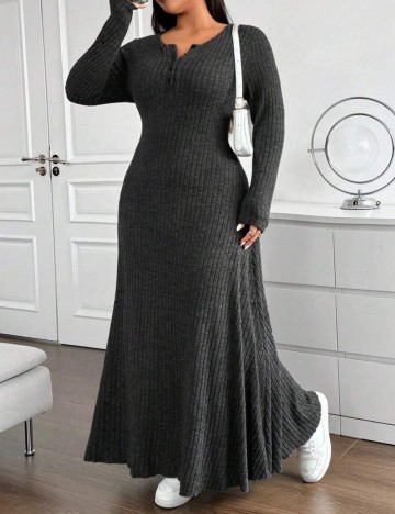Rochie maxi Shein Curve+, gri