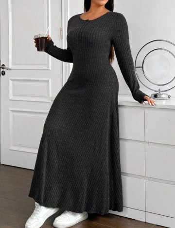 Rochie maxi Shein Curve+, gri