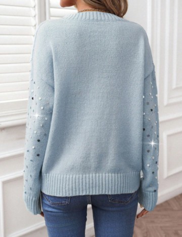 Pulover Shein Curve+, albastru