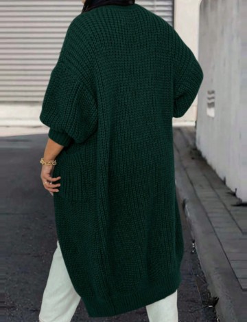Cardigan lung Shein Curve+, verde