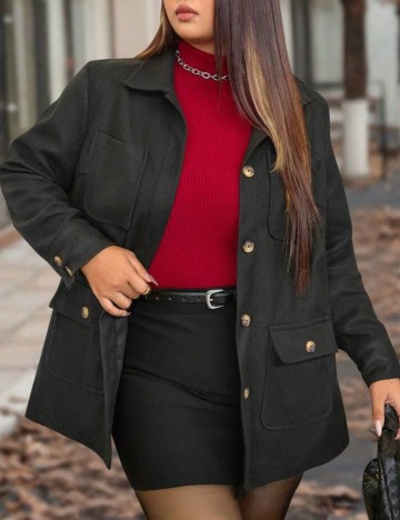 Palton Shein Curve+, negru