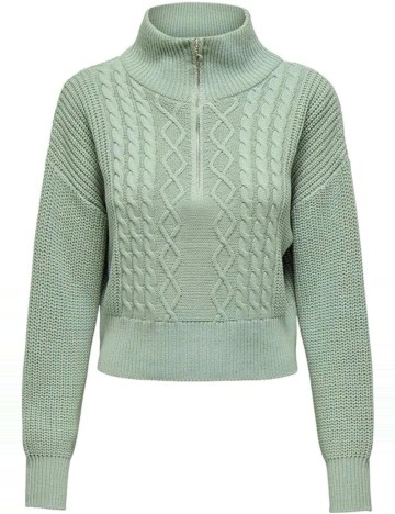 Pulover cu fermoar Only, verde