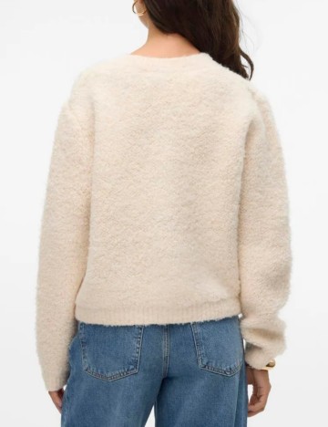 Pulover cu nasturi Vero Moda Aware, crem