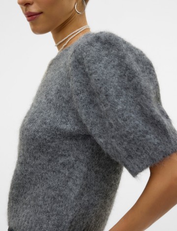 Pulover cu mânecă scurtă Vero Moda, gri