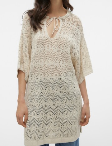 Pulover cu mânecă scurtă Vero Moda, crem