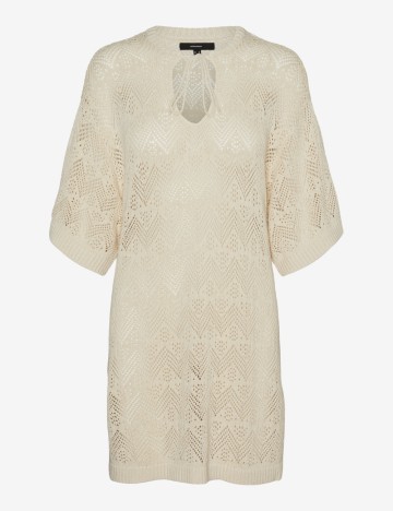 Pulover cu mânecă scurtă Vero Moda, crem