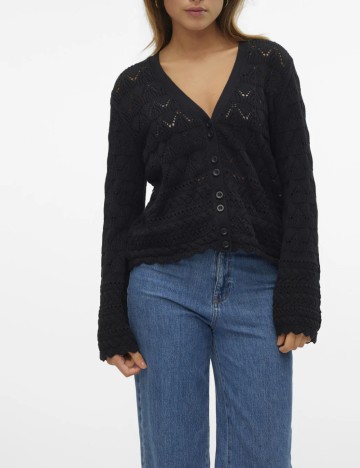 Pulover cu nasturi Vero Moda, negru