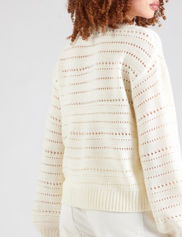 Pulover Pieces, crem