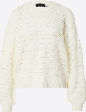 Pulover Pieces, crem