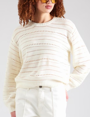 Pulover Pieces, crem