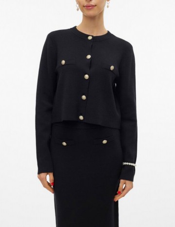 Pulover cu nasturi Vero Moda, negru