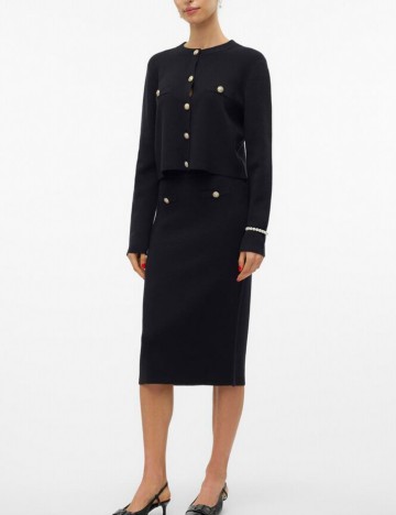 Pulover cu nasturi Vero Moda, negru