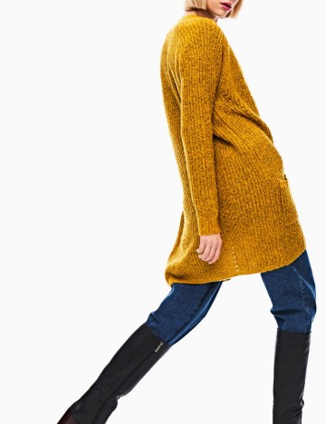 Cardigan lung Only, galben mustar