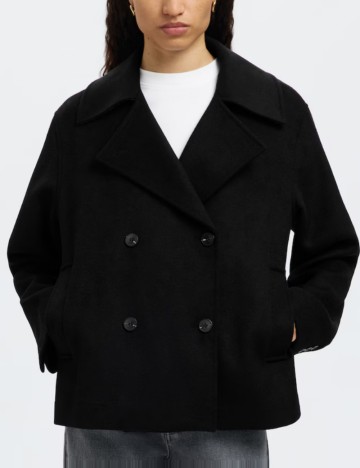 Palton scurt Selected, negru