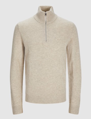 Pulover cu fermoar Jack & Jones, bej