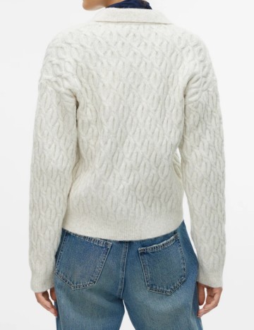 Pulover cu fermoar AWARE by VERO MODA, crem