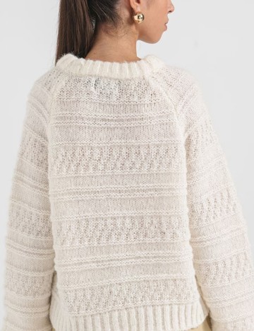 Pulover Pieces, crem
