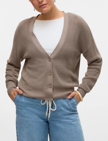 Pulover cu nasturi Vero Moda, maro