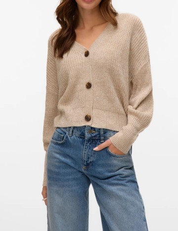 Pulover cu nasturi Vero Moda, maro