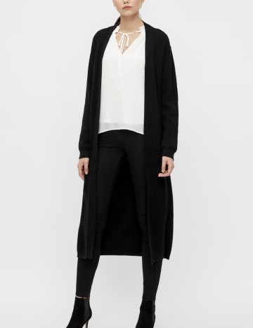 Cardigan lung Object, negru