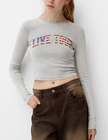Bluză Bershka, gri