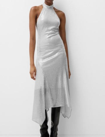 Rochie midi Bershka, argintiu