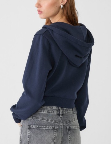 Hanorac Cu Fermoar Stradivarius, bleumarin
