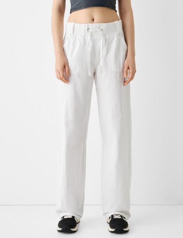 Pantaloni Bershka, alb